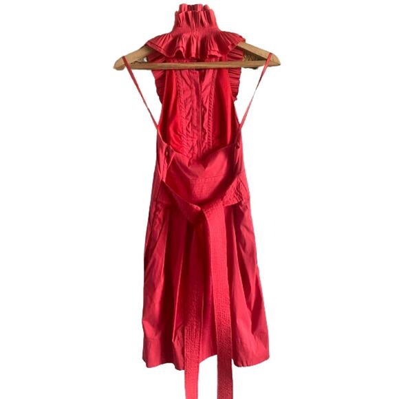 BCBGMAXAZRIA Woven Cotton Ruffle‎ Halter Party Dress Sz 2 - Picture 2 of 14